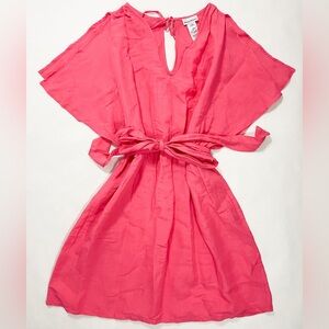 Tommy Bahama St. Lucia Split Shoulder Dress in Coral Pink Linen
